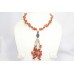 Traditional Necklace 925 Sterling Silver beads orange carnelian stone P 378